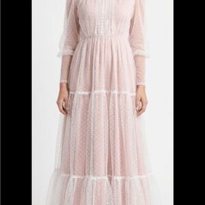 Chic Long Sleeve Pink Lace Dress